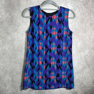 Missoni Tank Top Womens XS Blue Triangle Geometric Print Sleeveless‎ Lined Art